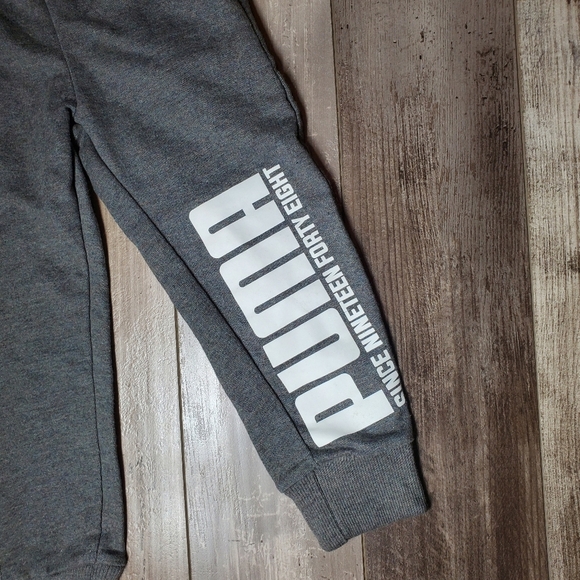 NWT Puma Boys SIze 4 Gray and White Logo Jogger Sweatpants - Picture 7 of 15